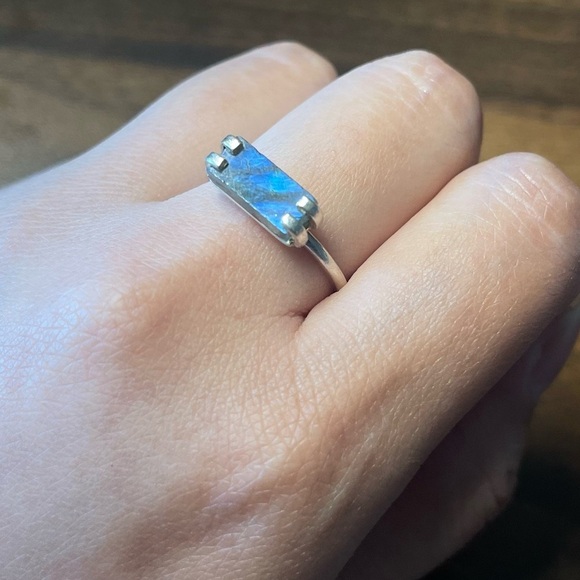 Sterling silver raw apparent labrodite ring - Picture 1 of 7